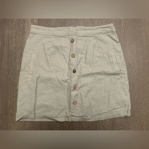 ALTARD STATE OLIVE GREY BUTTON FRONT LINEN BLEND MINI SKIRT- Size Medium SKU:565